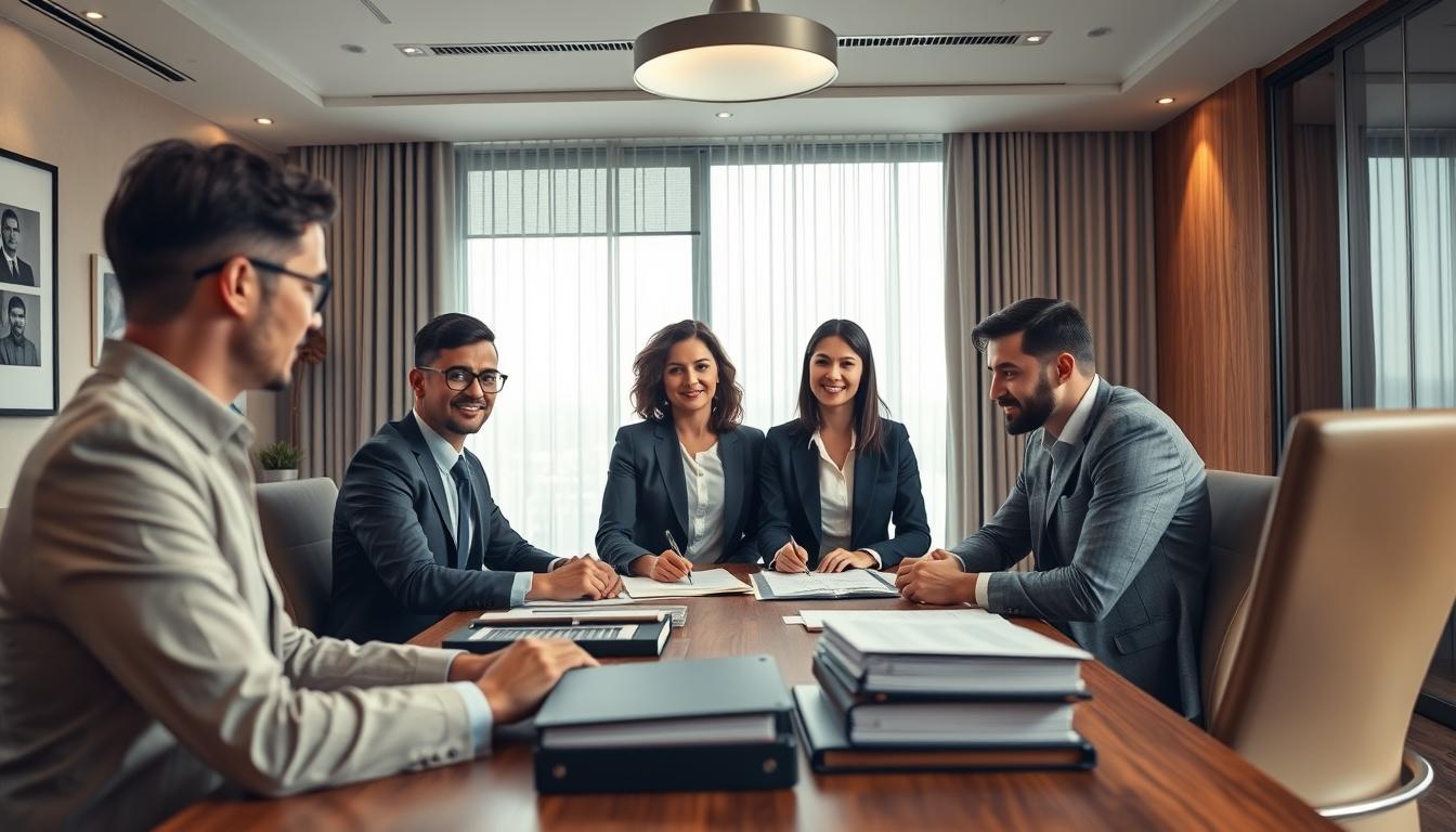 Family reviewing legal documents
